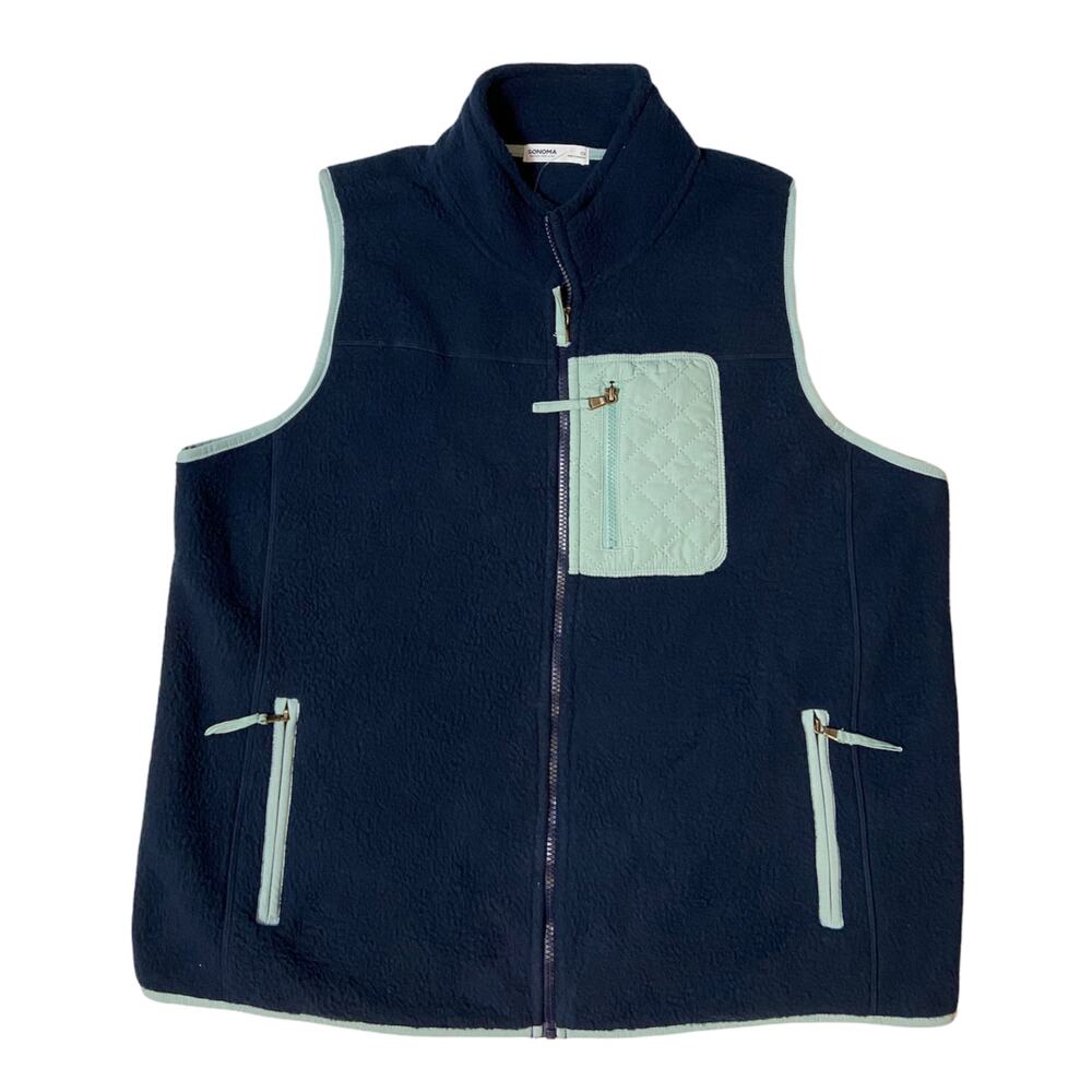 Sonoma Navy and Teal Sherpa Vest Size OX
